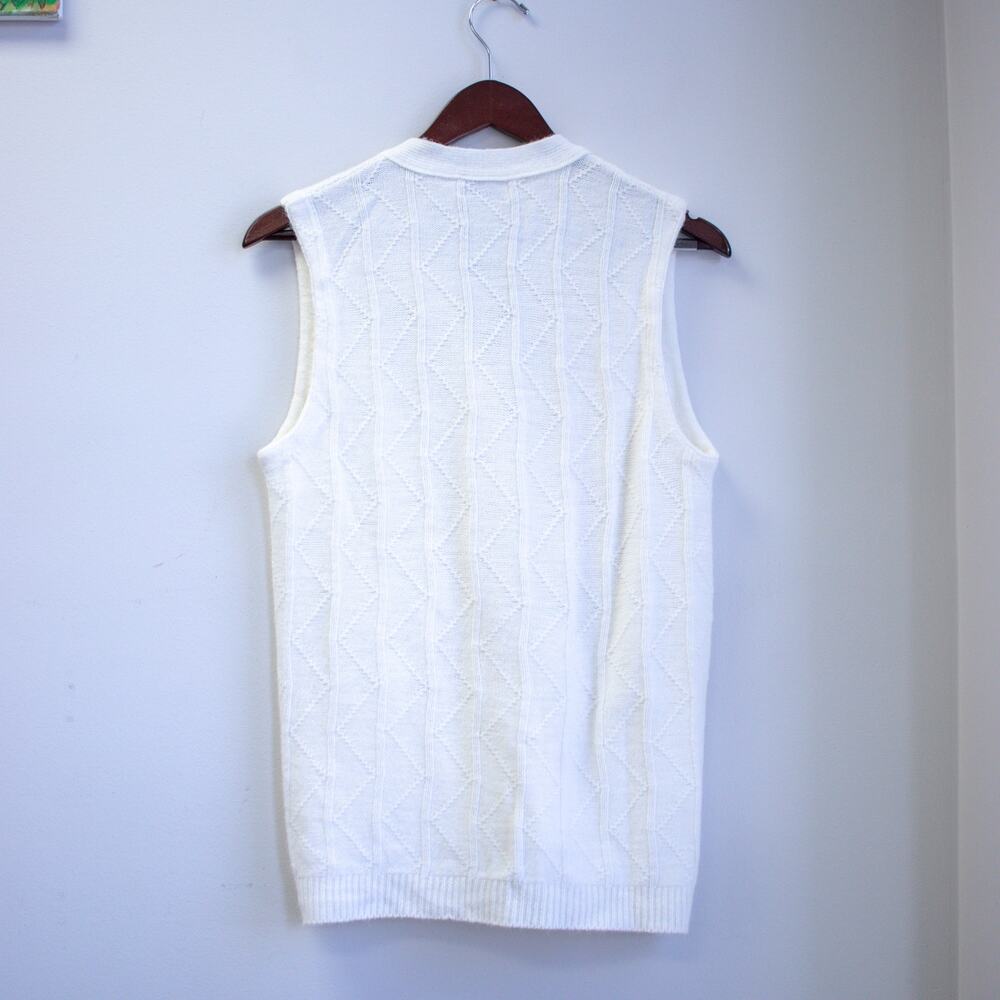 Vintage White Sweater Vest Soft - Picture 2 of 5